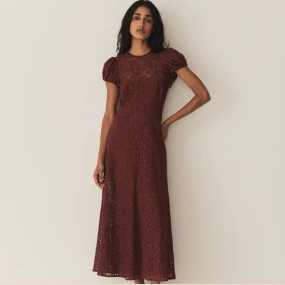 Doen Katarina Lace Dress in Black Cherry size XS - Picture 2 of 5